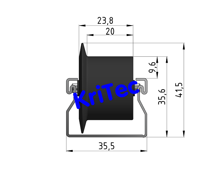 KriTec Rollenbahn St D28 ESD mit Bordscheibe, schwarz ähnlich RAL 9005