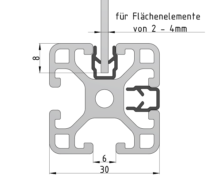 KriTec Abdeck- und Einfassprofil 6 Raster 30, schwarz