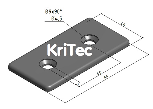 KriTec Abdeckkappe 8 PA 80x40 verschraubt inkl. Schrauben