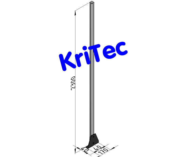 KriTec Pfosten gerade Profil 8 40x40 H2.300mm