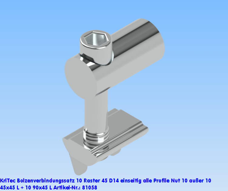 KriTec Bolzenverbindungssatz 10 Raster 45 D14 einseitig alle Profile Nut 10 außer 10 45x45 L und 10