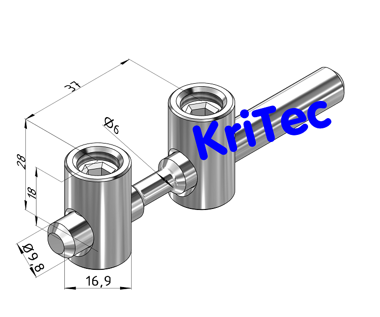 KriTec Zentral-Stoßverbinder 10, biegbar 45° bis 135°