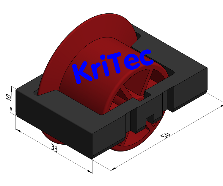 KriTec Rolleneinsatz D30 mit Bordscheibe, signalrot ähnlich RAL 3001