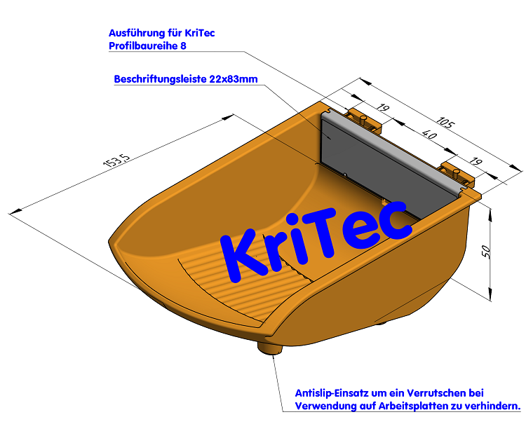 KriTec Greifschale 8 105x130x50 signalgelb ähnl. RAL 1003