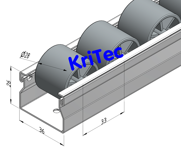 KriTec Rollenbahn St D30, grau ähnlich RAL 7042