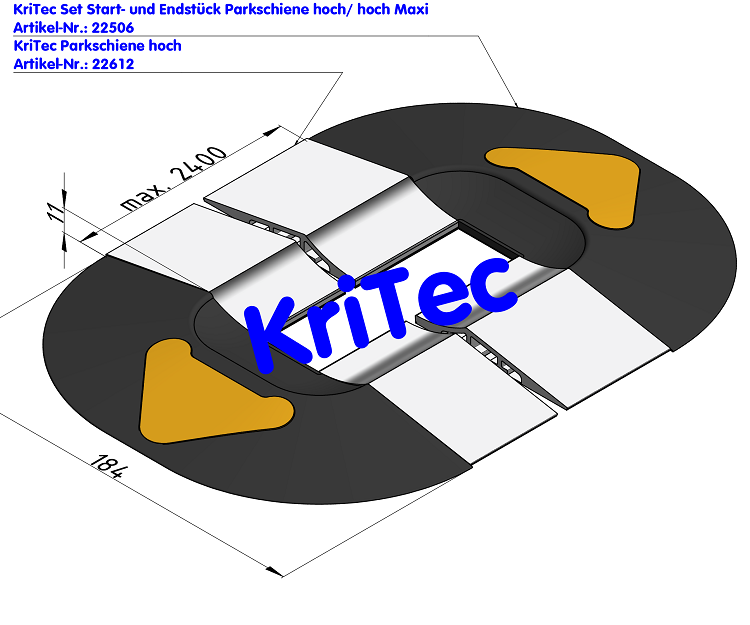 KriTec Set Start- und Endstück Parkschiene hoch/ hoch Maxi