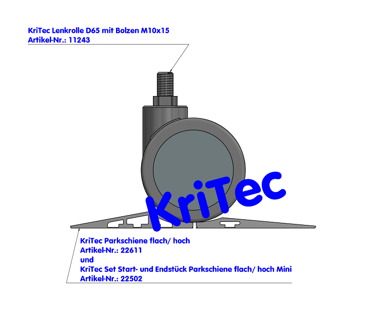 KriTec Parkschiene flach/ hoch 1.200mm