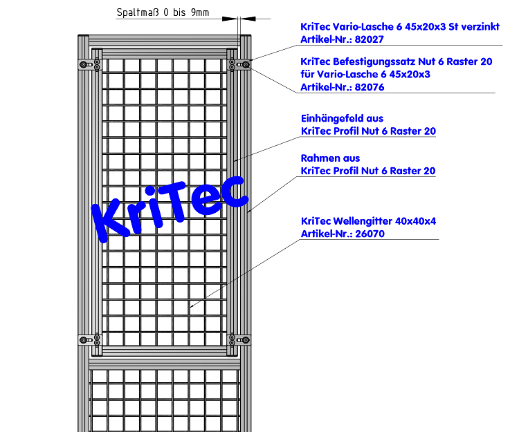 KriTec Vario-Lasche 6 Raster 20 45x20x3 St verzinkt