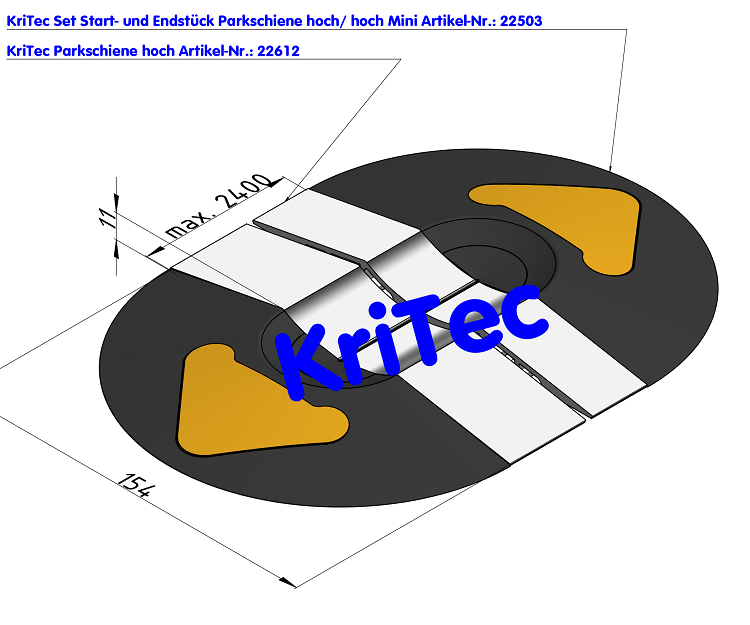 KriTec Set Start- und Endstück Parkschiene hoch/ hoch Mini