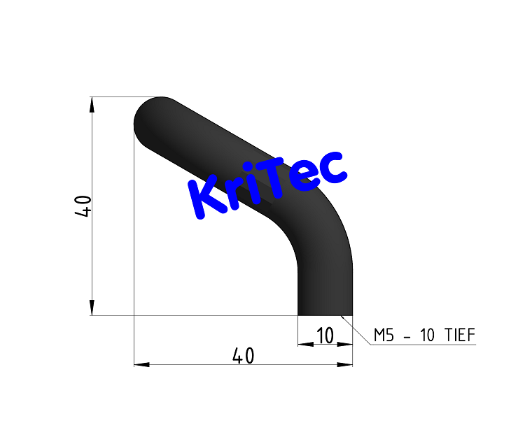 KriTec Handgriff Al 120 gebogen, schwarz und silber