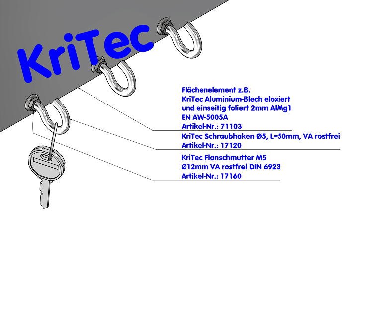 KriTec Schraubhaken Ø5, L=50mm, VA rostfrei