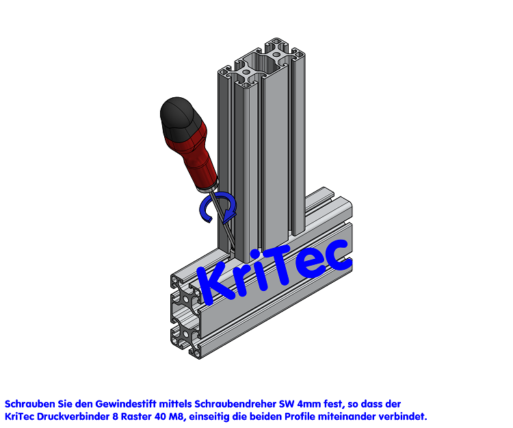 KriTec Druckverbinder 8 Raster 40 M8, einseitig