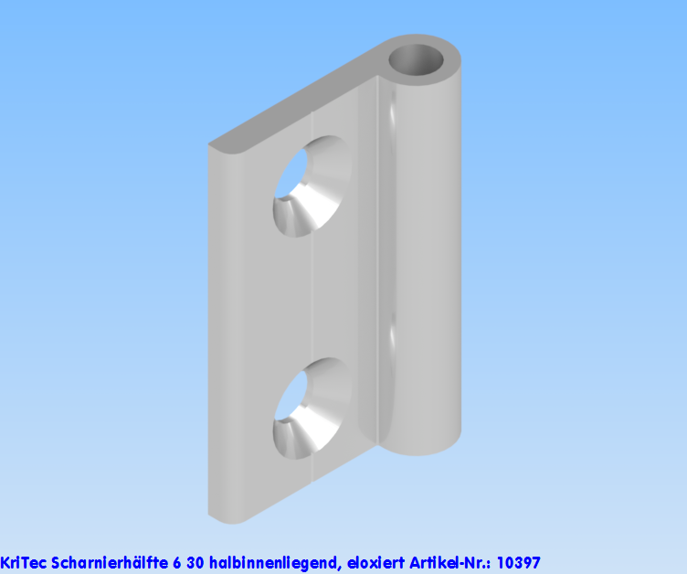 KriTec Scharnierhälfte 6 30 halbinnenliegend, eloxiert