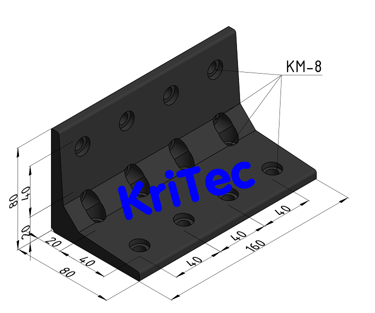 KriTec Winkel 8 80x80x160 schwarz