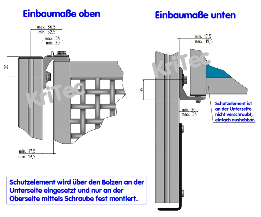 KriTec Schutzgitterprofil 8 (10) 30x30 passend für Nut 10