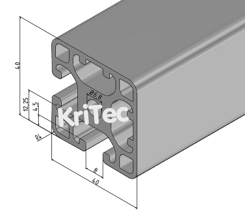 KriTec Profil 8 40x40 2N 90° leicht