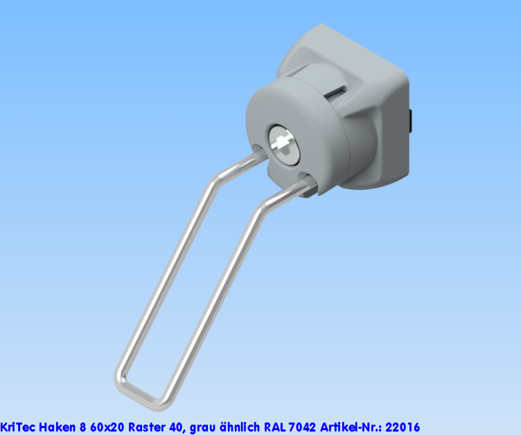 KriTec Haken 8 60x20 Raster 40, grau ähnlich RAL 7042