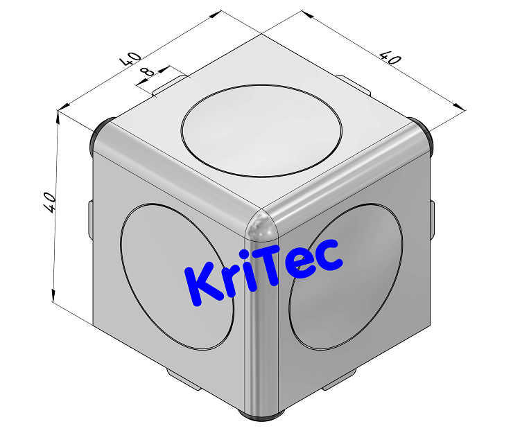 KriTec Würfelverbindungssatz 8 40x40x40 Eck 3D inkl. 3 Abdeckkappen silber