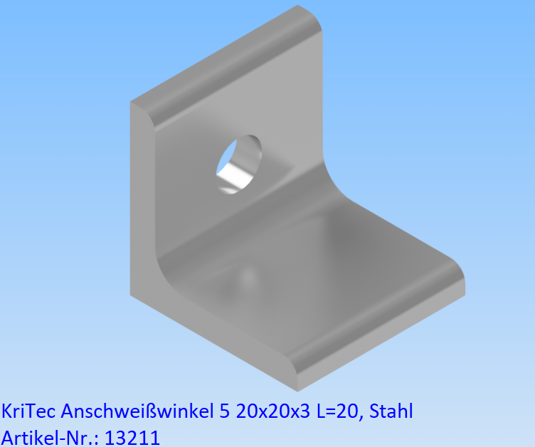 KriTec Anschweißwinkel 5 20x20x3 L=20, Stahl