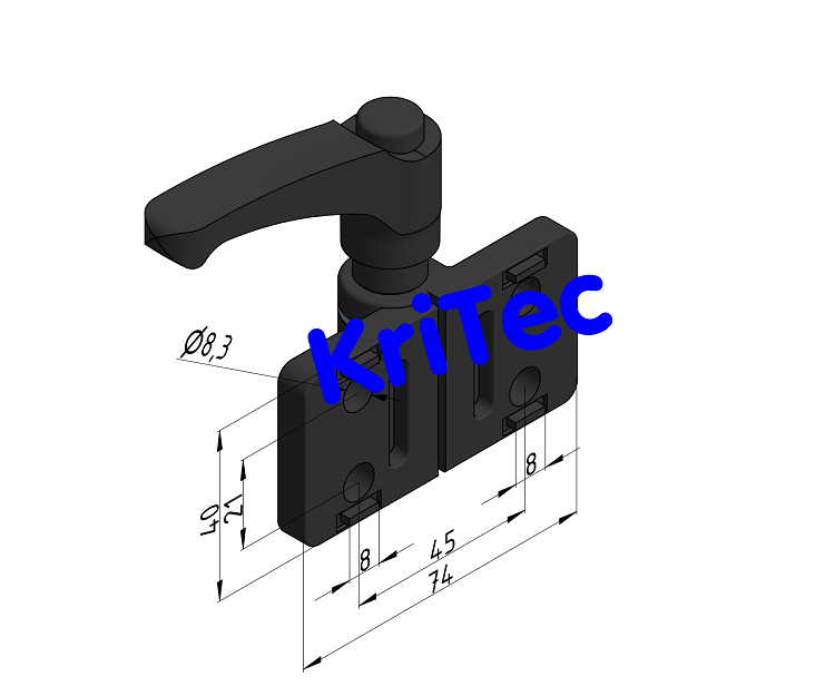 KriTec Scharnier 8 40 Zn vertikal mit Klemmhebel