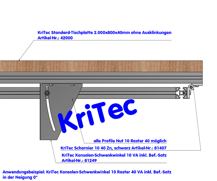 KriTec Konsolen-Schwenkwinkel 10 Raster 40 VA