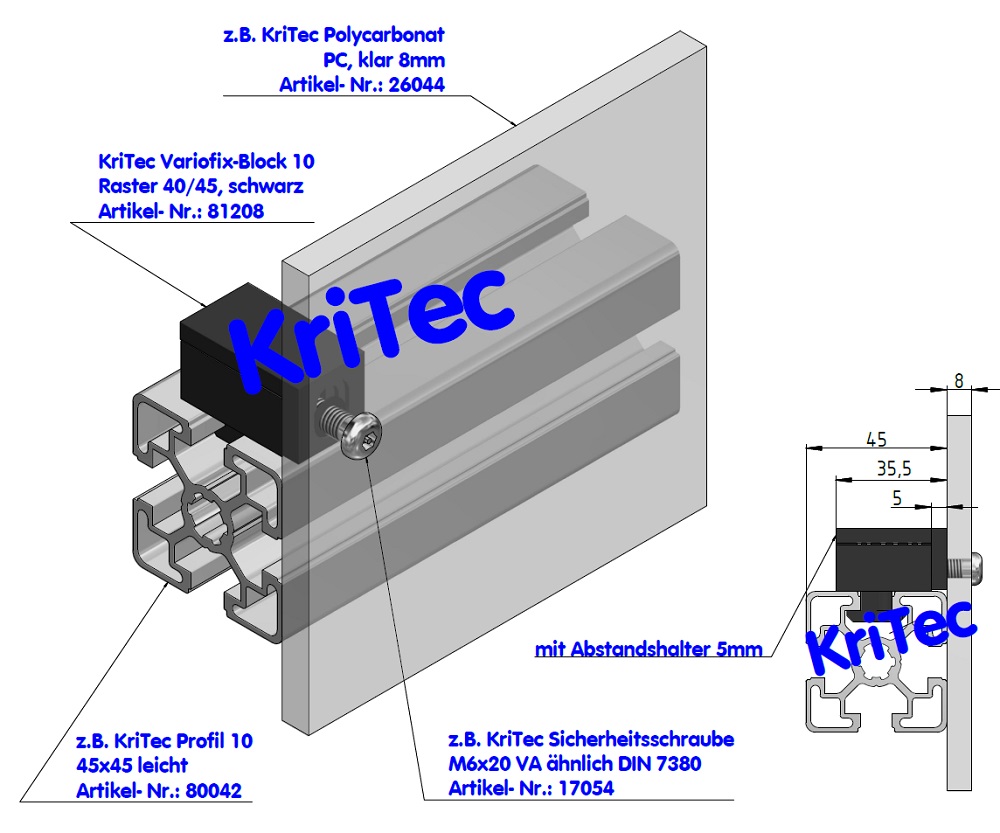 KriTec Variofix-Block 10 Raster 40/45, schwarz
