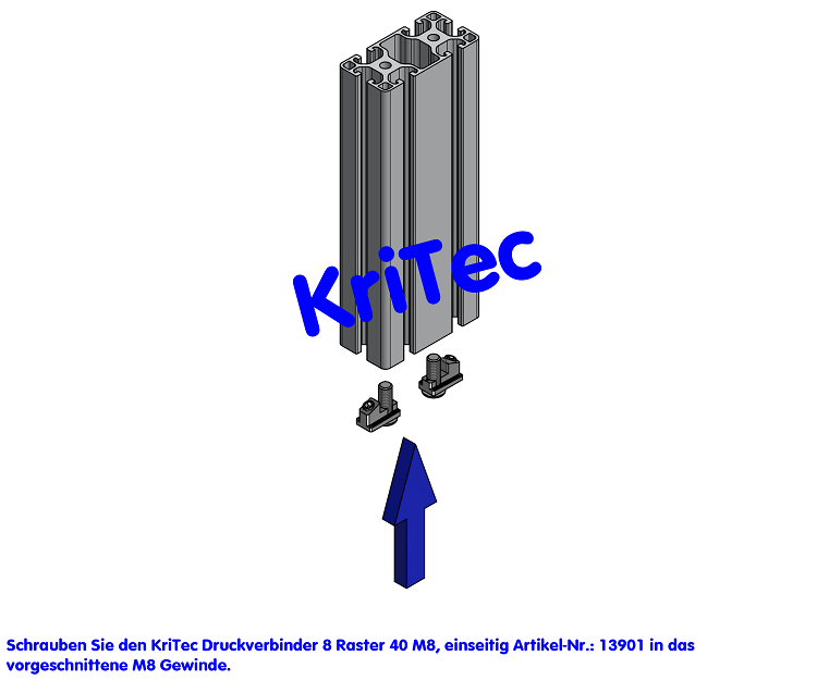 KriTec Druckverbinder 8 Raster 40 M8, einseitig
