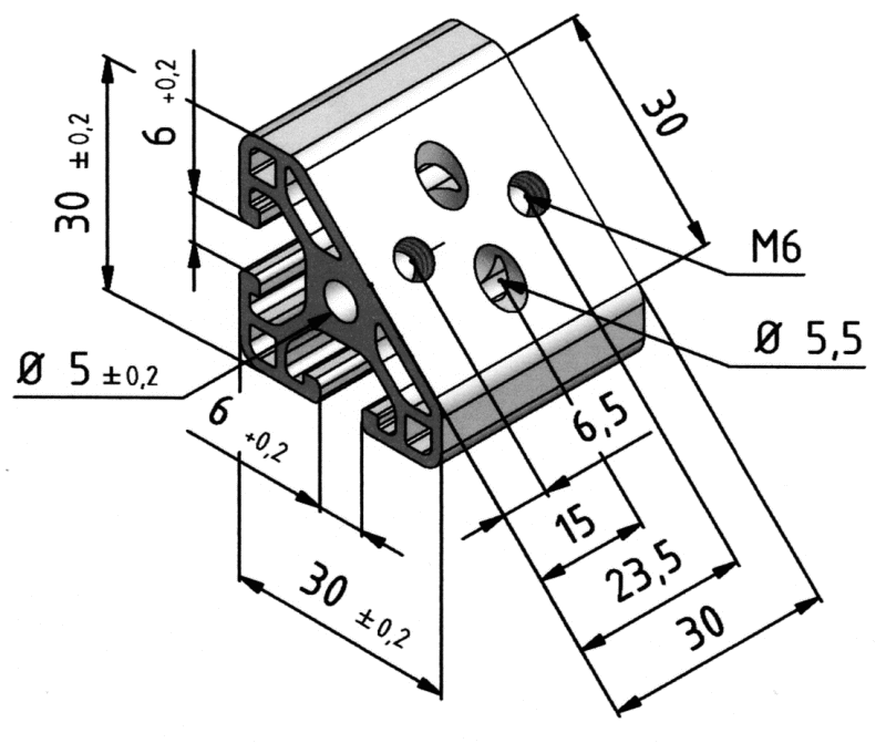 KriTec Winkelelemente 6 T1-30, natur eloxiert