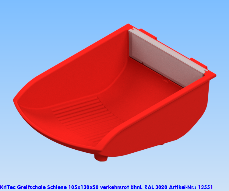 KriTec Greifschale Schiene 105x130x50 verkehrsrot ähnl. RAL 3020