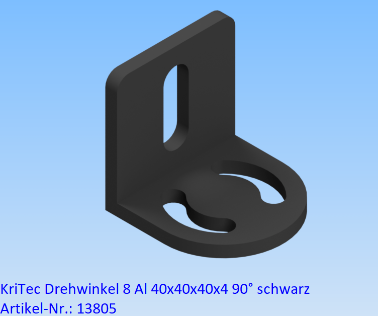KriTec Drehwinkel 8 Al 40x40x40x4 90° schwarz