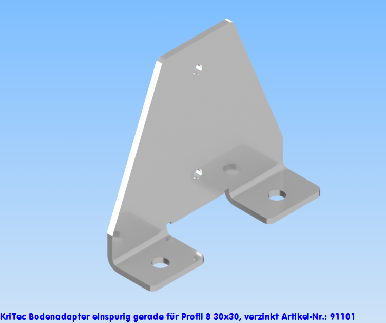KriTec Bodenadapter einspurig gerade für Profil 8 30x30, verzinkt