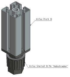 KriTec Stellfuß 10 Raster 45 PA "Hubschrauber"
