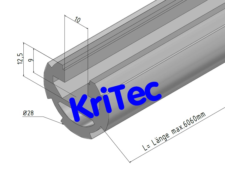 KriTec Profil-Rundrohr D28 Nut 10, natur eloxiert