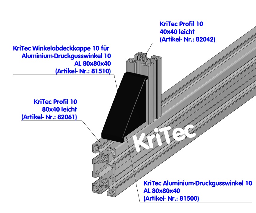 KriTec Alu-Druckgusswinkel 10 AL 80x80x40
