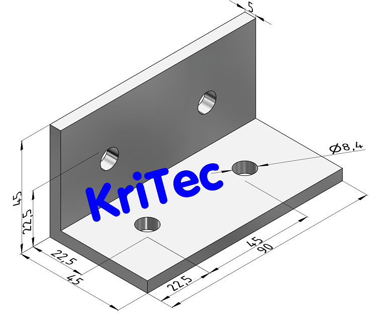 KriTec Aluminiumwinkel 10 45x45x90x5