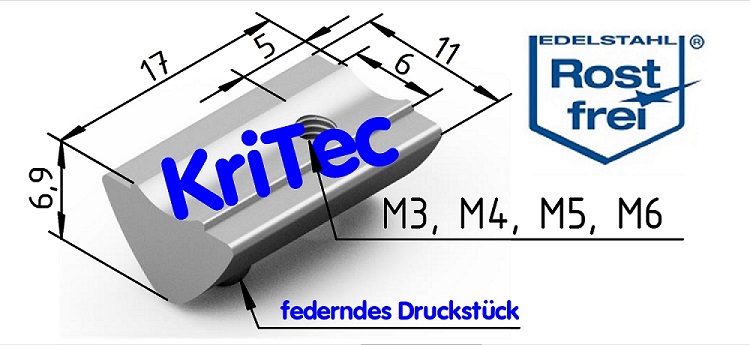 KriTec Nutensteine 6 Raster 30 mit Steg VA, rostfrei