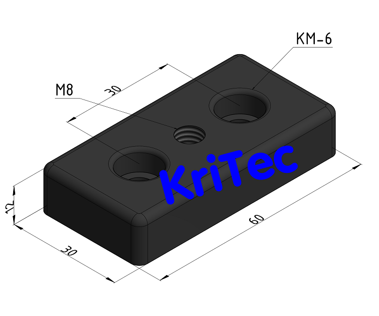 KriTec Transport- und Fußplatte 6 Zn 60x30x12 M8
