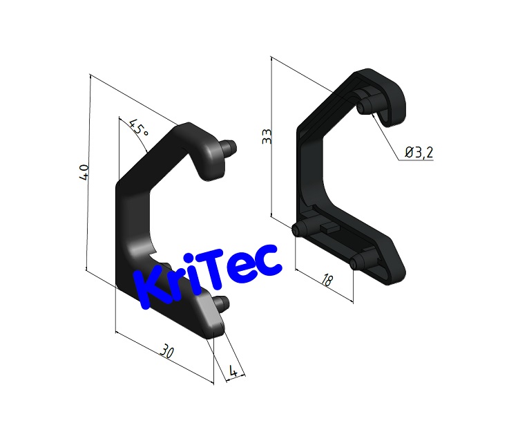 KriTec Griffleistenprofil-Abdeckkappensatz, schwarz