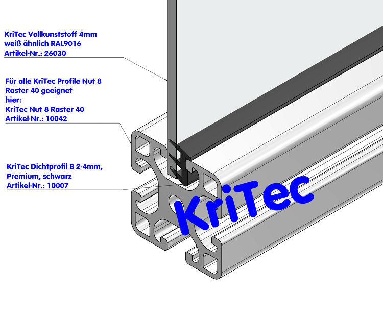 KriTec Dichtprofil 8 Raster 40, 2-4mm, schwarz