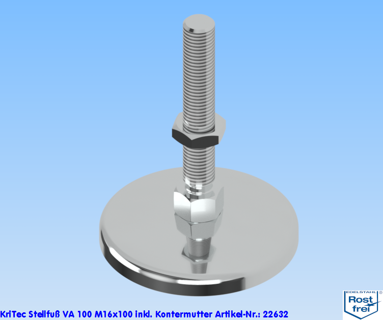 KriTec Stellfuß VA 100 M16x100 inkl. Kontermutter