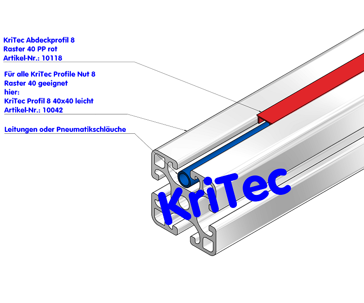 KriTec Abdeckprofil 8 Raster 40 PP rot