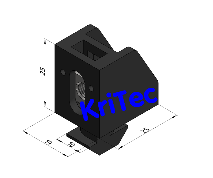 KriTec Befestigungsblock 10 Raster 40 PA schwarz