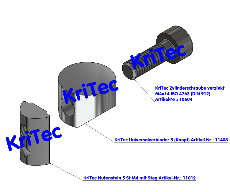 KriTec Universalverbindungssatz Nut 5 Raster 20 ohne Lasche
