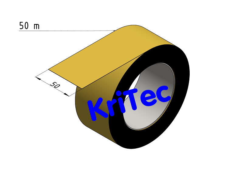 KriTec Bodenmarkierungsband Breite 50mm x 50 Meter Rolle, selbstklebend, gelb