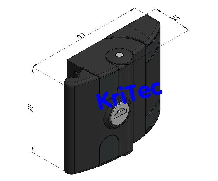 KriTec Fallenverschluss für Schiebetüren, verschiedenschliessend, von vorne anschraubbar, schwarz