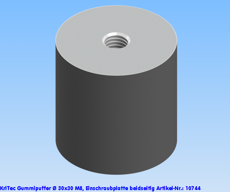 KriTec Gummipuffer Ø 30x30 M8, Einschraubplatte beidseitig
