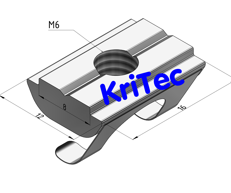 KriTec Nutenstein 8 Raster 40 VA, rostfrei mit Steg und Federblech