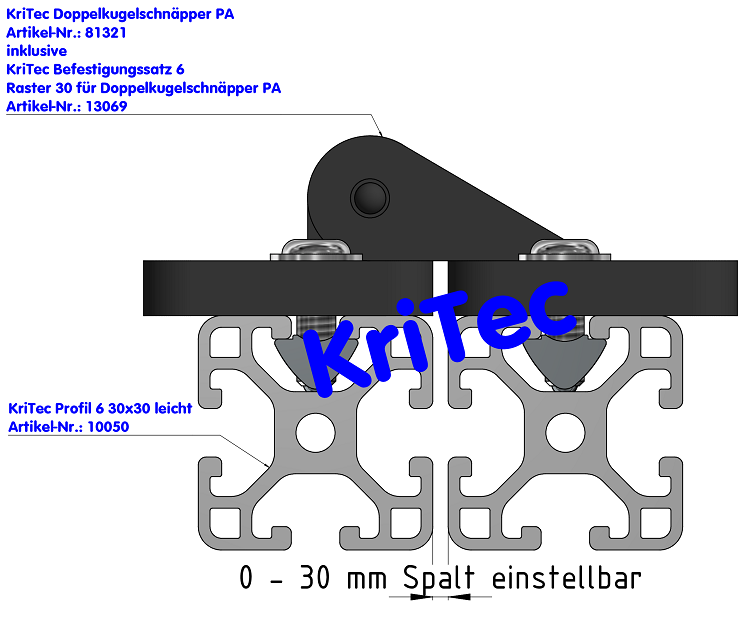 KriTec Doppelkugelschnäpper PA, schwarz