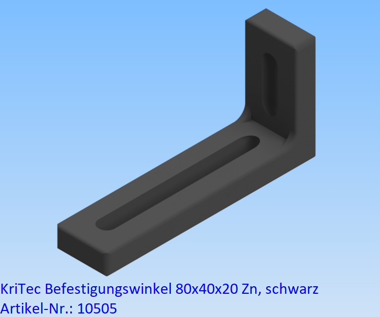 KriTec Befestigungswinkel 80x40x20 Zn, schwarz