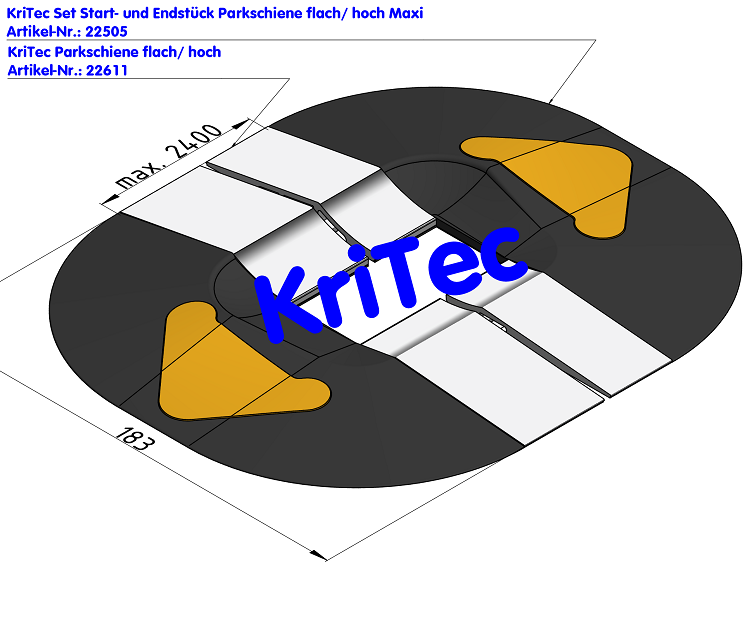 KriTec Set Start- und Endstück Parkschiene flach/ hoch Maxi